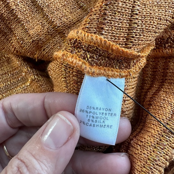 St. John Orange Metallic Sweater Jacket - EUC - Small - Picture 4 of 5